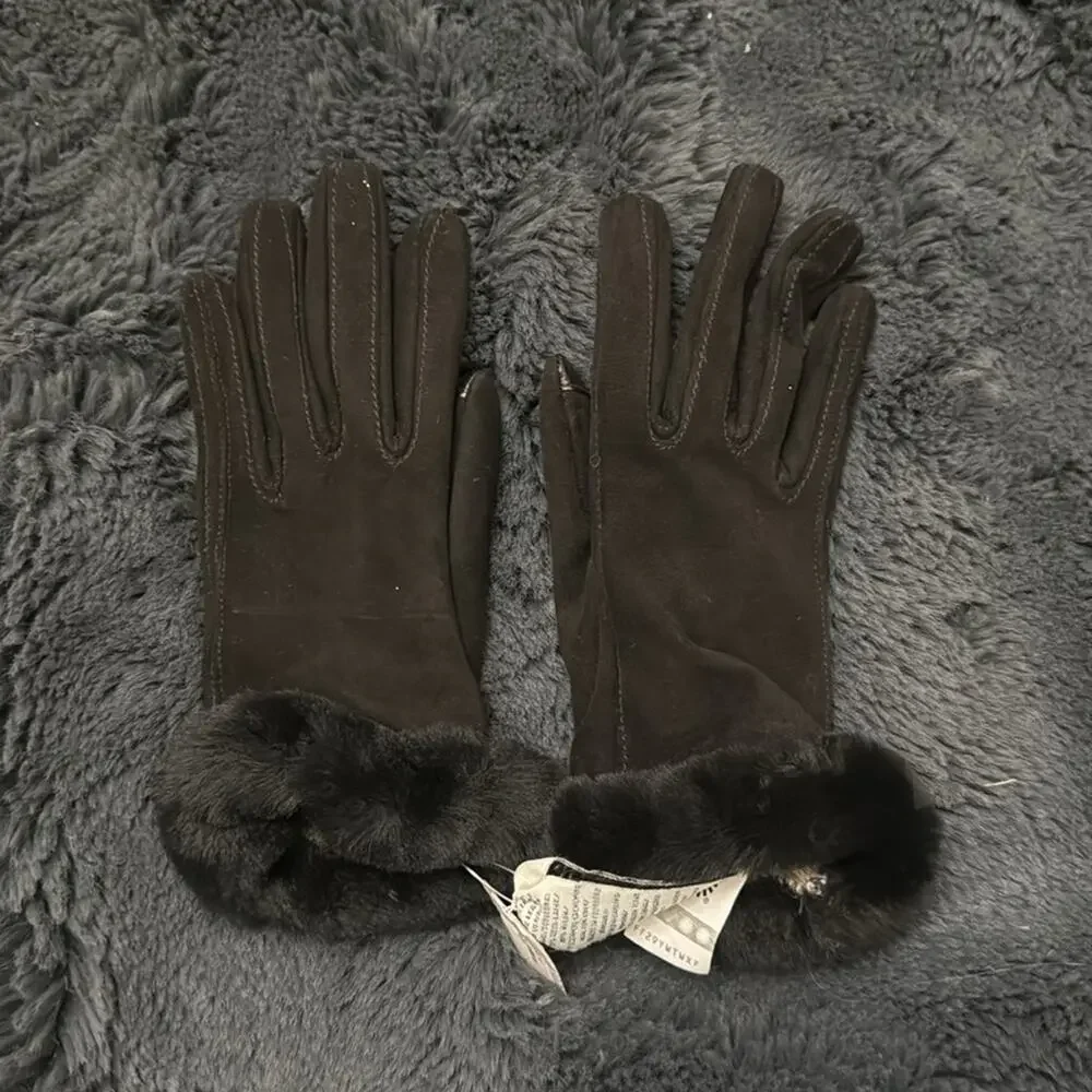 UGG Sheepskin Suede Gloves Cashmere Blend‎ Lined Touchscreen Compatible Small